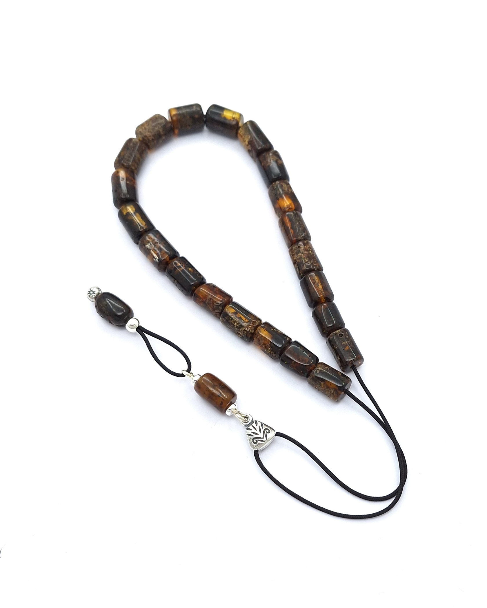 Baltic Amber Komboloi with inclusions and silver 925 Baltic Amber Komboloi with inclusions and silver 925