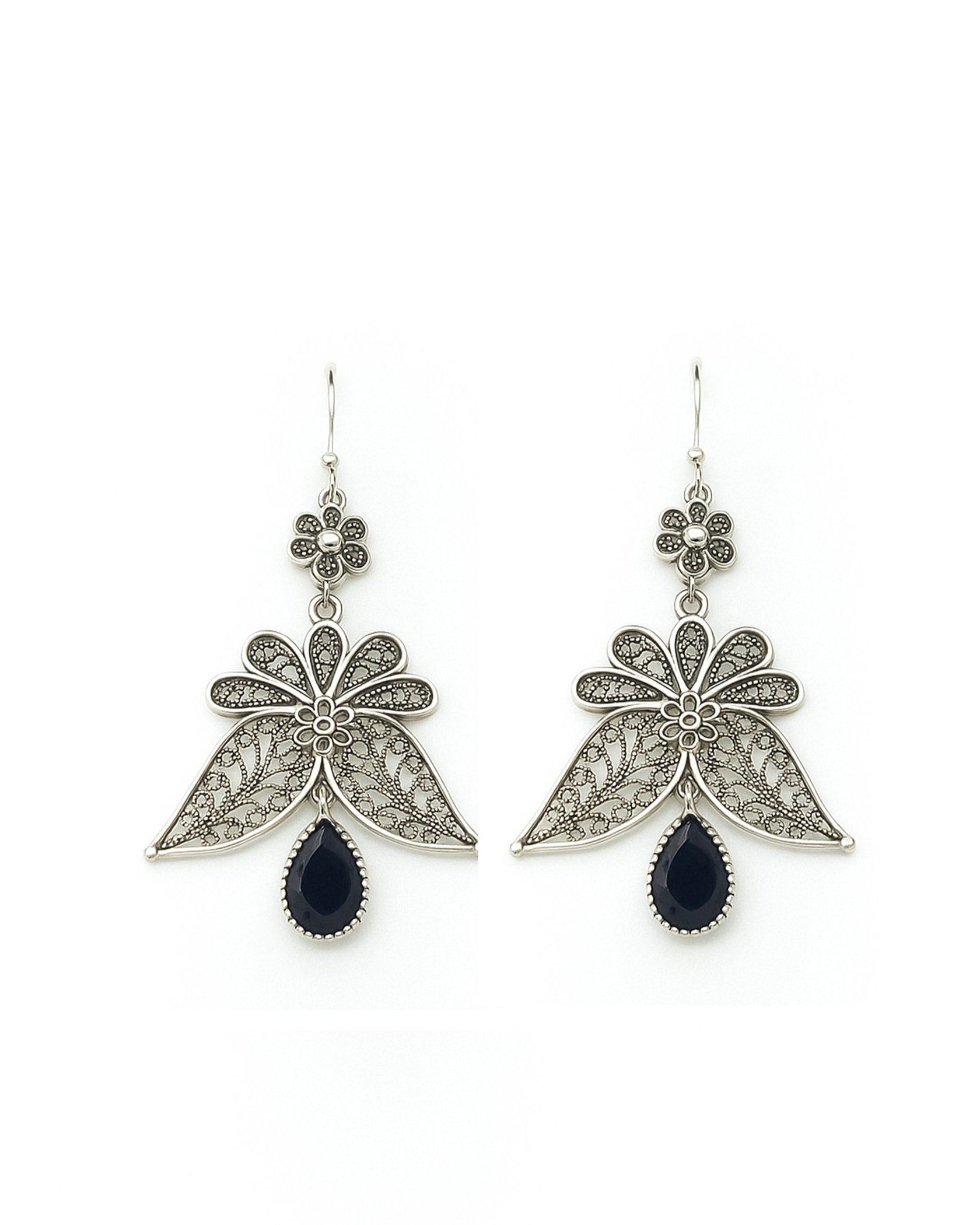 Handmade Folk-Art Silver 925 Earrings with Iolite Handmade Folk-Art Silver 925 Earrings with Iolite