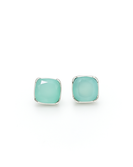 Handmade 925 Silver Clip-On Earrings with Chalcedony