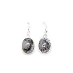 Handmade Silver Earrings with Semi-Precious Dendritic Agate Stone