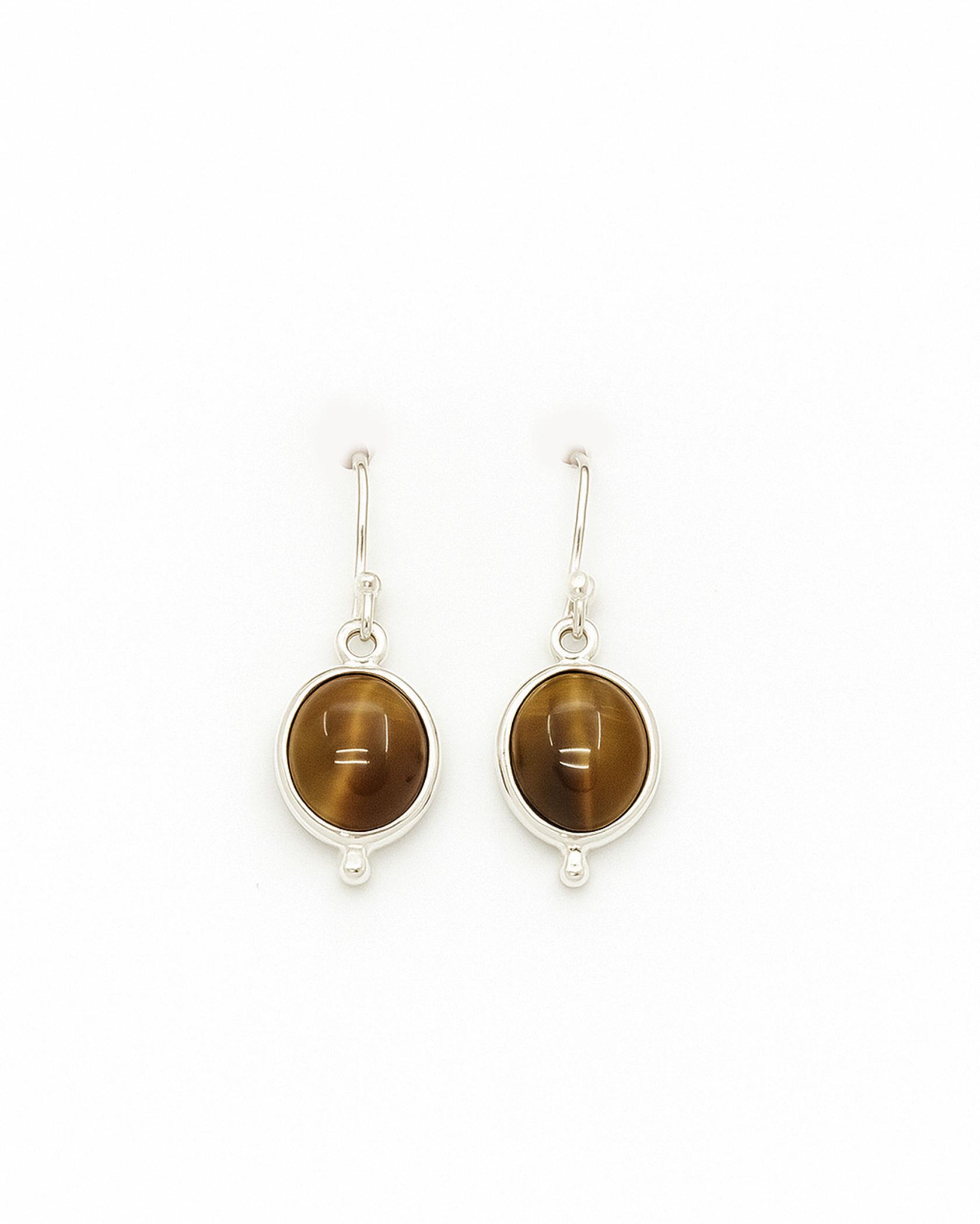 Handmade Silver Earrings with Tiger Eye Semi-Precious Stone Handmade Silver Earrings with Tiger Eye Semi-Precious Stone