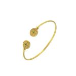 Byzantine Gold-Plated Silver Cuff Bracelet with Green Zircon