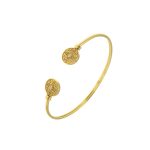 Byzantine Gold-Plated Silver Cuff Bracelet with White Zircon