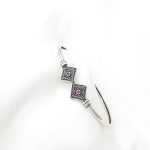 Byzantine Sterling Silver Cuff Bracelet with Red Zircon