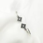 Byzantine Sterling Silver Cuff Bracelet with Red Zircon