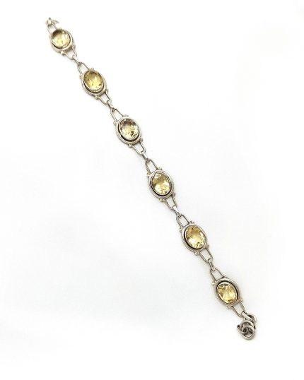 Handmade Sterling Silver Bracelet with Citrines
