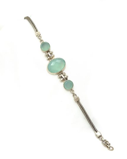 Handmade Sterling Silver Bracelet with Chalcedony