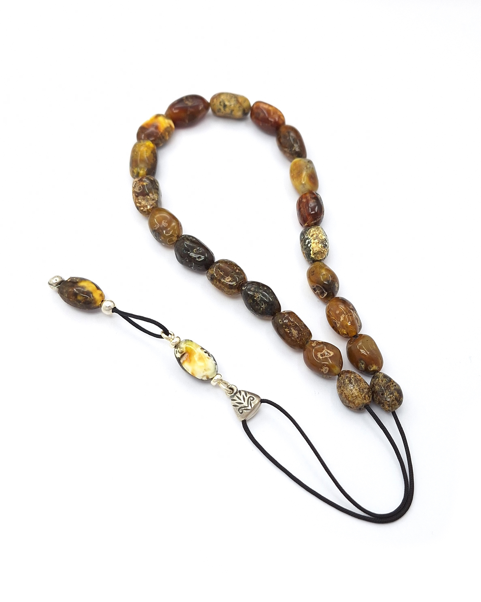 Baltic Amber Komboloi in Green & Cognac Shades – Rough Cut Baltic Amber Komboloi in Green & Cognac Shades – Rough Cut