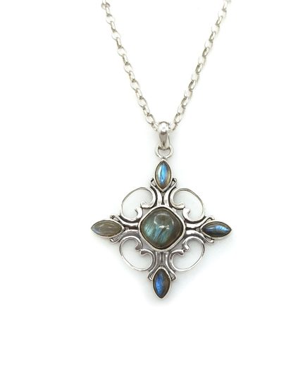 Handmade Sterling Silver 925 Cross with Labradorite