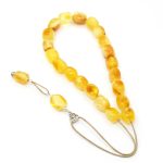 Komboloi Made of Genuine Royal Baltic Amber – Rough Cut Beads & Sterling Silver 925
