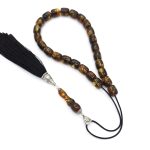 Handmade Baltic Pressed Amber Komboloi with Sterling Silver Elements