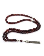 Handmade Religious Komboloi with 99 Beads from Genuine Baltic Amber Dark Cherry and Sterling Silver 925 Handmade Religious Komboloi with 99 Beads from Genuine Baltic Amber Dark Cherry and Sterling Silver 925