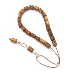 Handmade coconut palm wood komboloi with sterling silver components and silk tassel