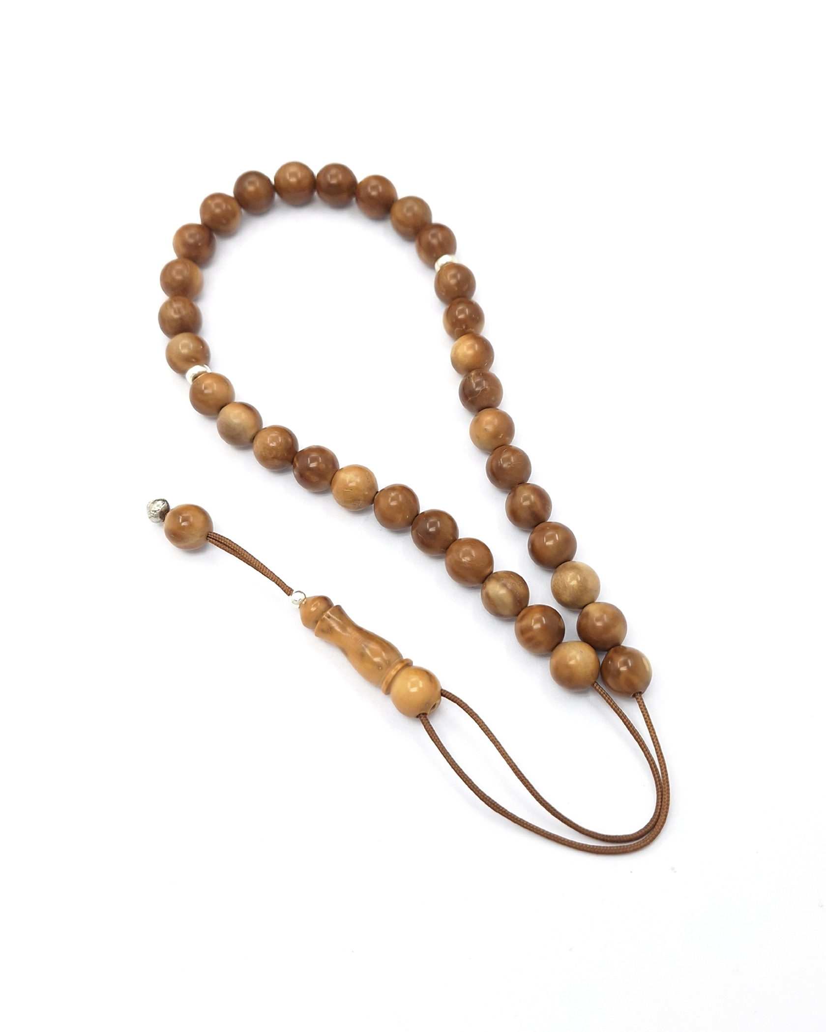 Handmade Komboloi from Coconut Wood & Sterling Silver 925 Handmade Komboloi from Coconut Wood & Sterling Silver 925