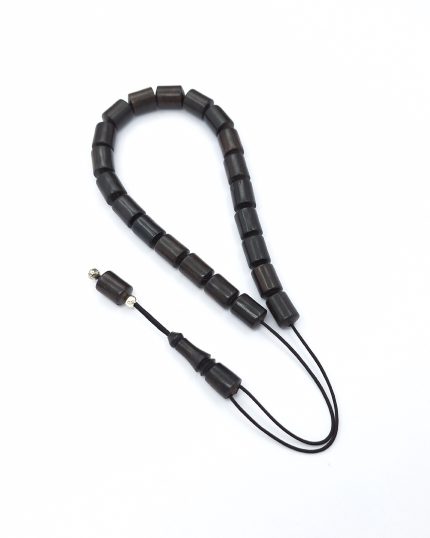 Handmade ebony wood komboloi with sterling silver 925 components