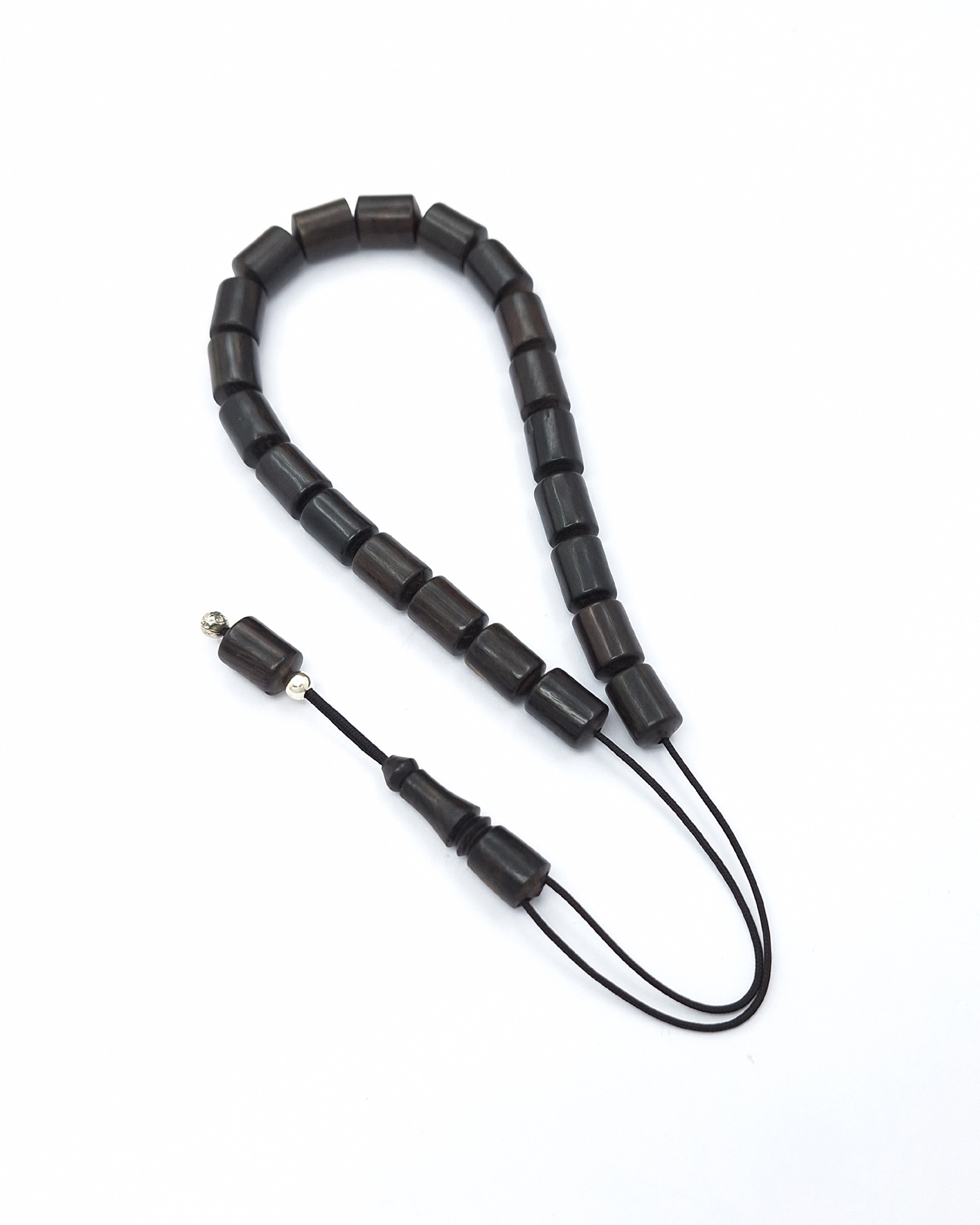 Handmade ebony wood komboloi with sterling silver 925 components Handmade ebony wood komboloi with sterling silver 925 components