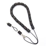 Handmade ebony wood komboloi with sterling silver 925 components
