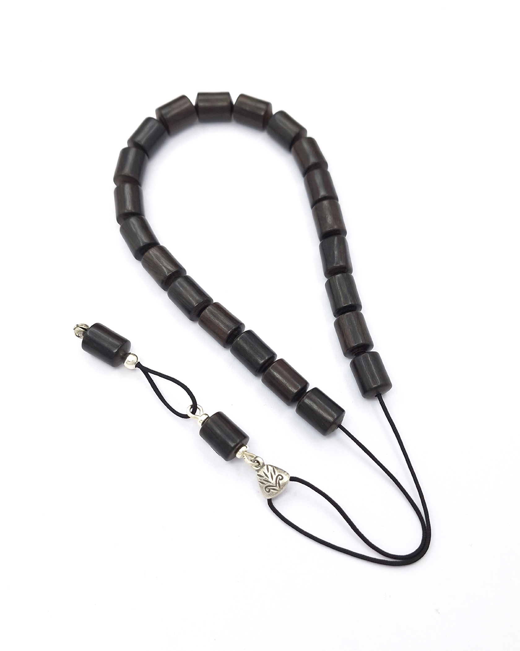 Handmade ebony wood komboloi with sterling silver 925 components Handmade ebony wood komboloi with sterling silver 925 components