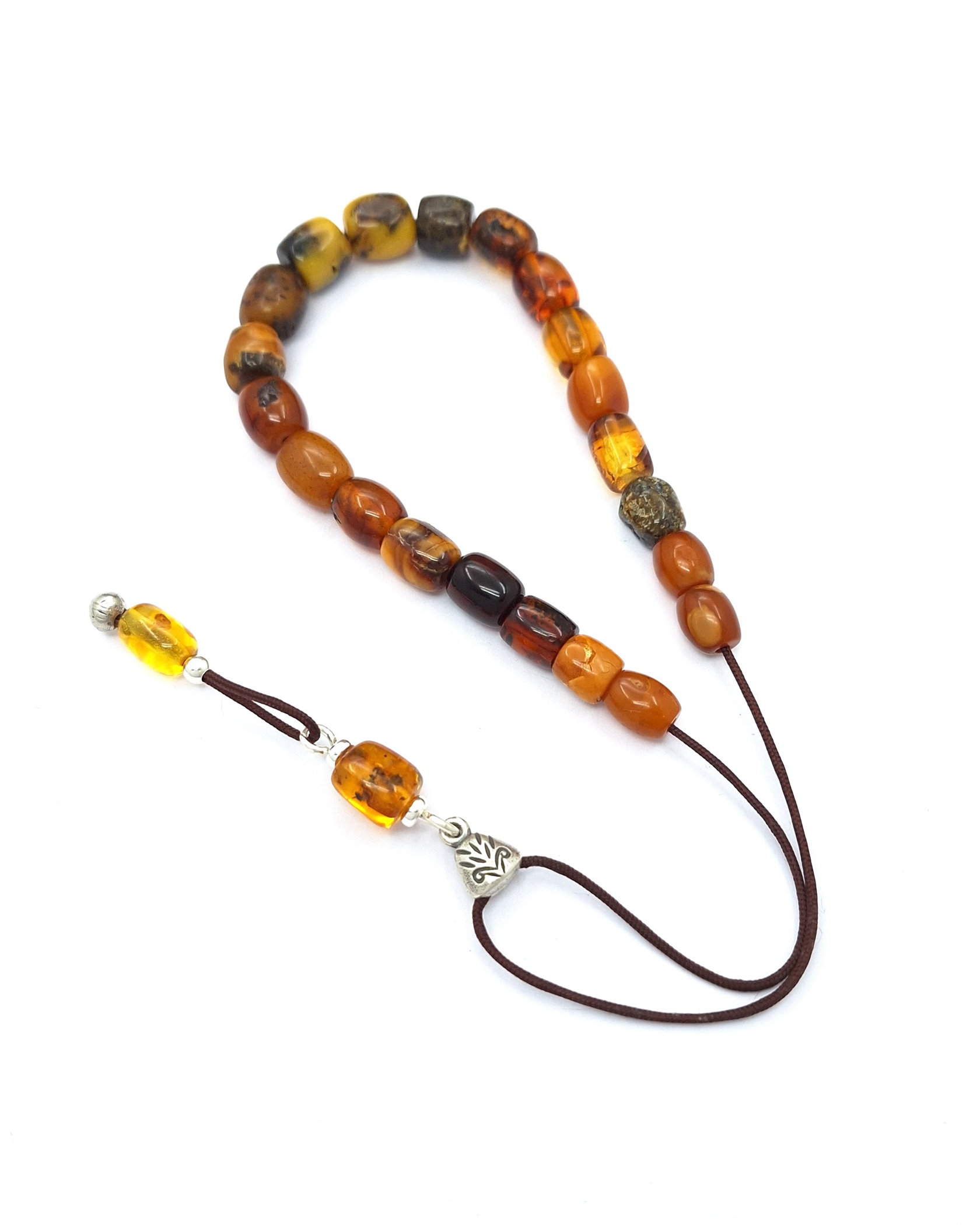 Handmade Baltic amber komboloi with sterling silver 925 Handmade Baltic amber komboloi with sterling silver 925