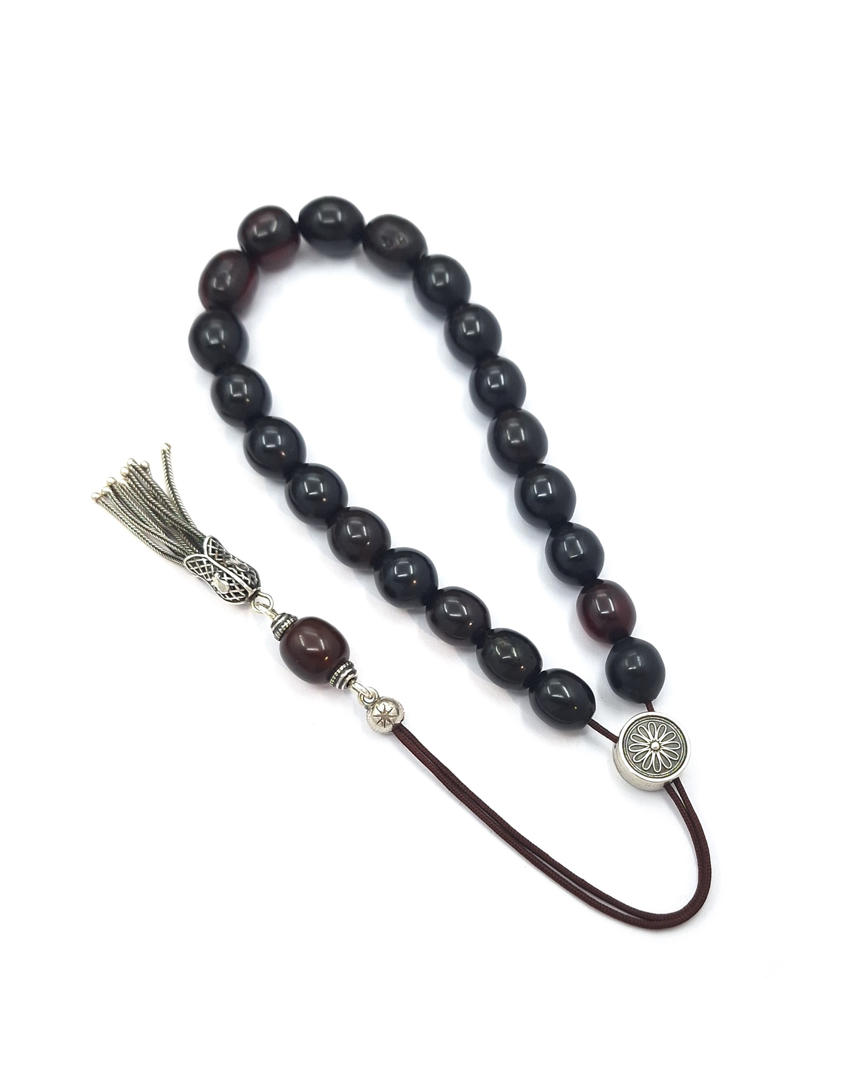 Handmade Collectible Komboloi with Vintage Egyptian “Masticha” Beads, Sterling Silver 925 & Silver Tassel Handmade Collectible Komboloi with Vintage Egyptian “Masticha” Beads, Sterling Silver 925 & Silver Tassel