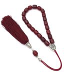 Χειροποίητο Συλλεκτικό Κομπολόι από Παλαιές Αιγυπτιακές Χάντρες "Μαστίχα" με Ασήμι 925 και Μεταξωτή Φούντα