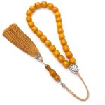 Handmade Komboloi from Black Coral (Yousouri) with Sterling Silver 925