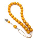 Komboloi with 33 Beads from Genuine Baltic Amber and Sterling Silver 925