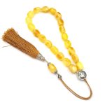Royal Baltic Amber Komboloi with Sterling Silver 925 and Silk Tassel